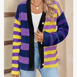 Colorful Striped Women's Cardigan